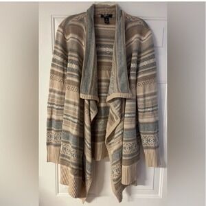 Chaps Striped Cardigan Sweater Women's 2X‎ Open Front Draped Knit Cozy Warm